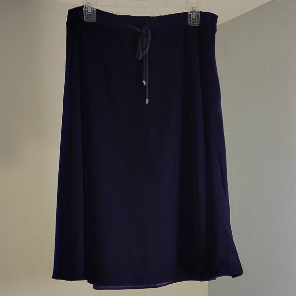 POLO Ralph Lauren Purple Velvet Midi Skirt A Line- Size Medium-NWOT - Picture 7 of 10